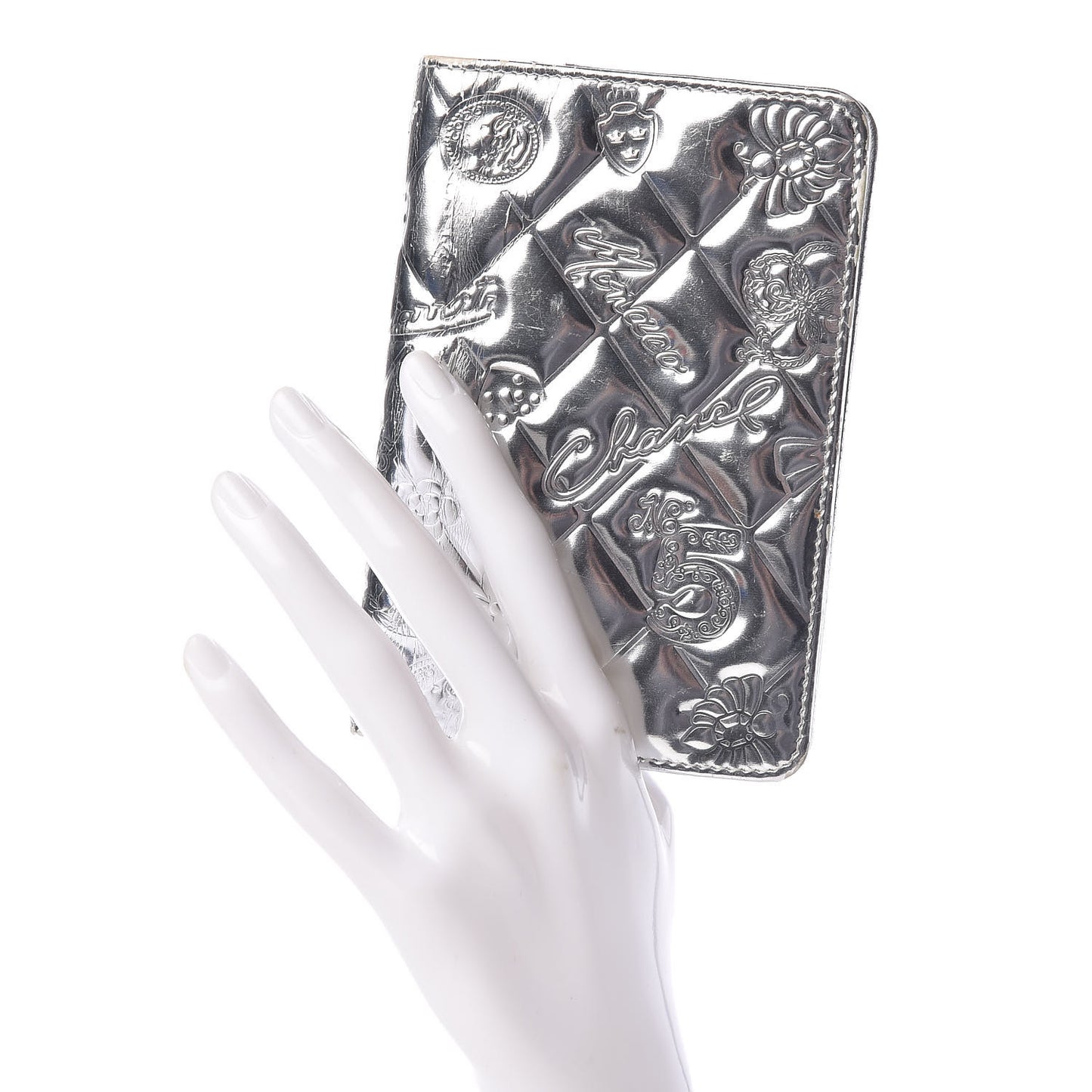Metallic Patent Lucky Symbols Agenda Cover Silver