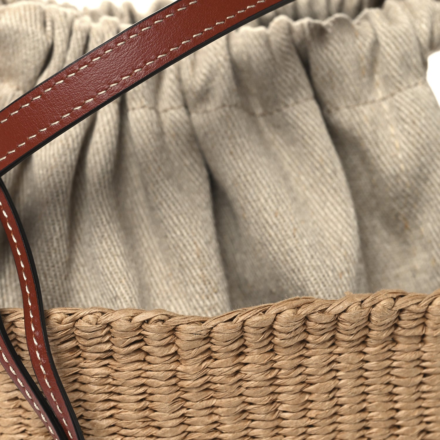 Chloe Raffia Calfskin Small Woody Basket Bag Brown 9 of 11