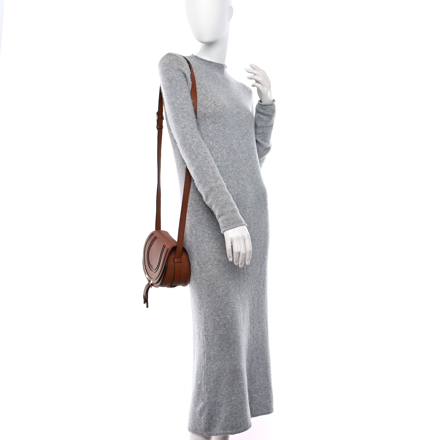 Chloe Grained Calfskin Small Marcie Saddle Bag Tan 2 of 8