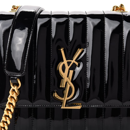Saint Laurent Patent Calfskin Matelasse Monogram Medium Vicky Chain Bag Black 11 of 11