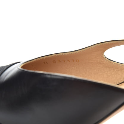 Chanel Goatskin Grosgrain Cap Toe CC Slingback Sandals 39 Black 10 of 10