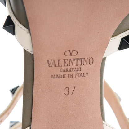 Valentino Garavani Nappa Rockstud Ankle Strap 65mm Pumps 37 Army Green Light Ivory 7 of 8