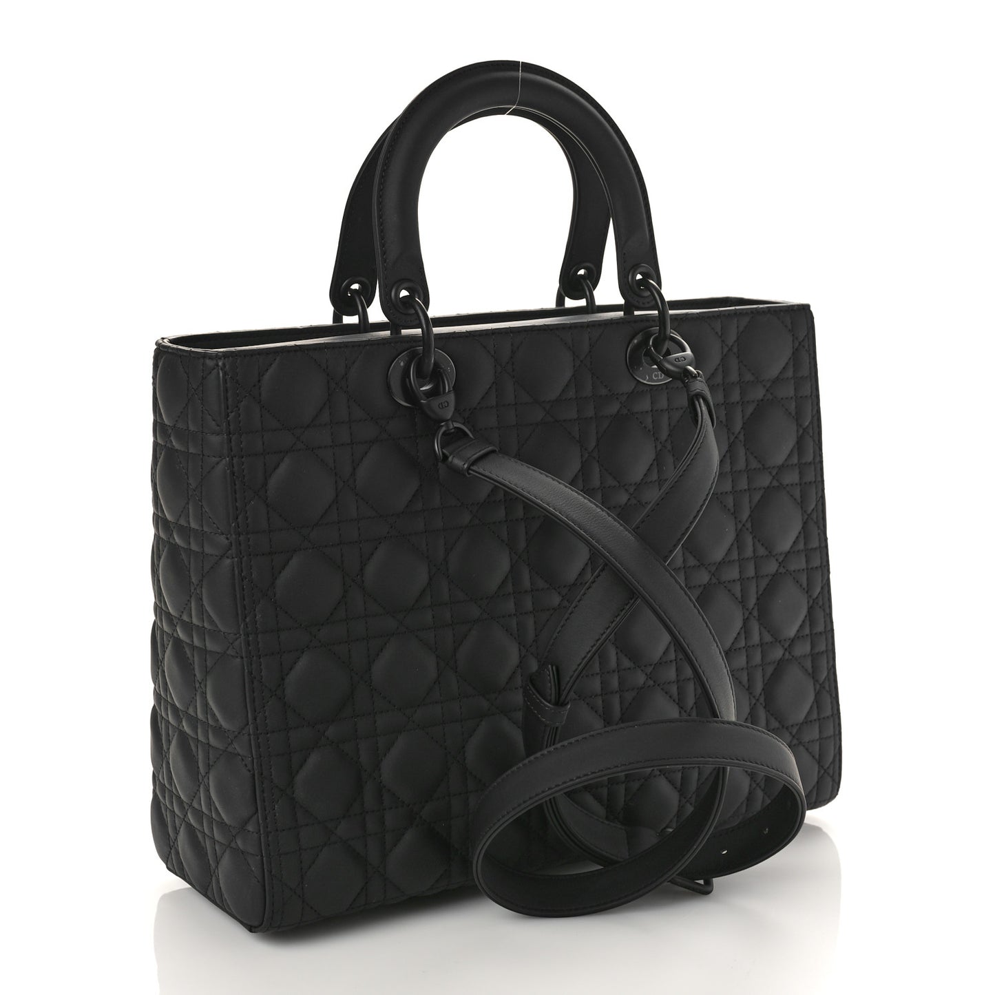 Ultra Matte Calfskin Cannage Large Lady Dior Black