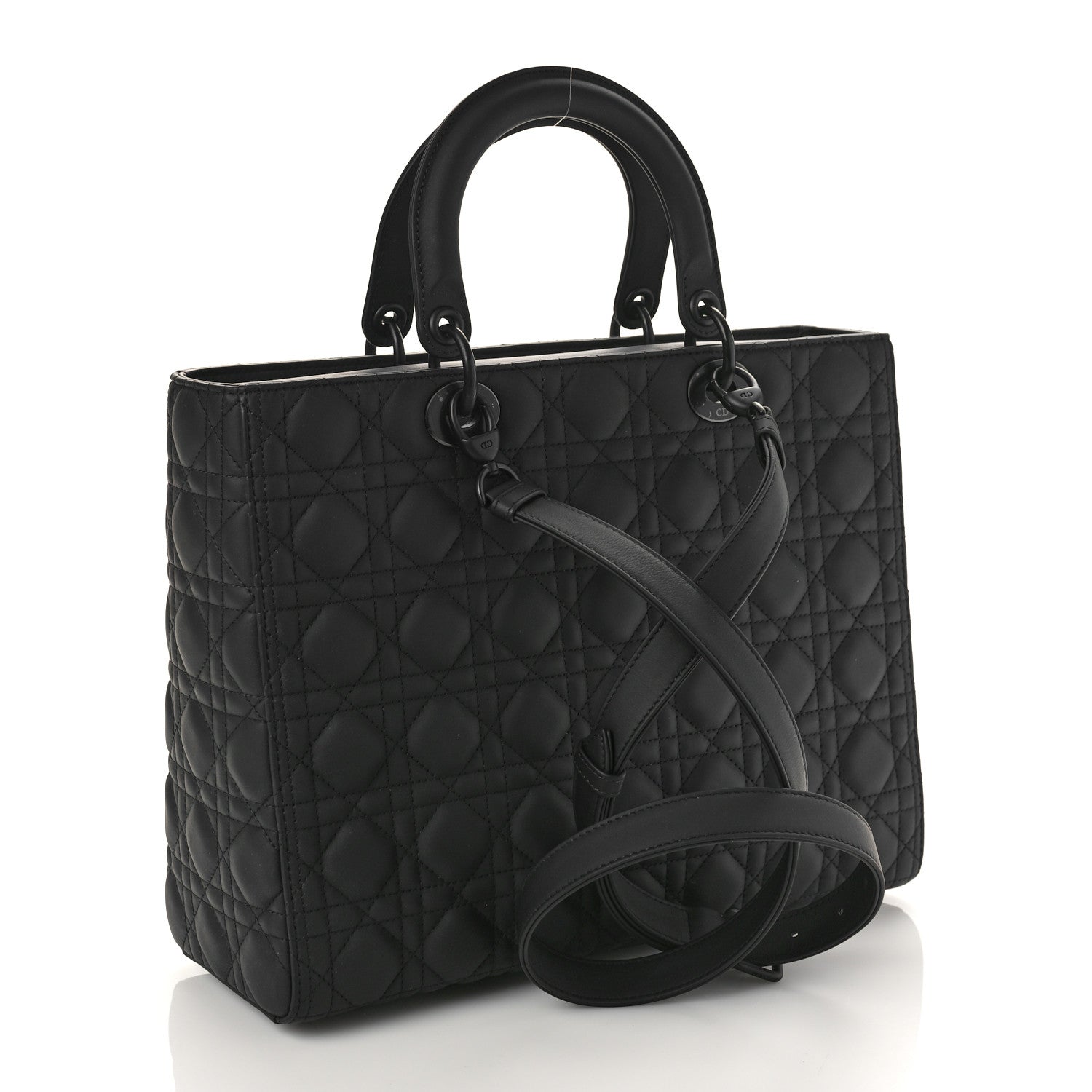 Christian Dior Ultra Matte Calfskin Cannage Large Lady Dior Black 3 of 7