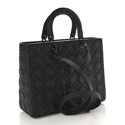 Christian Dior Ultra Matte Calfskin Cannage Large Lady Dior Black 3 of 7