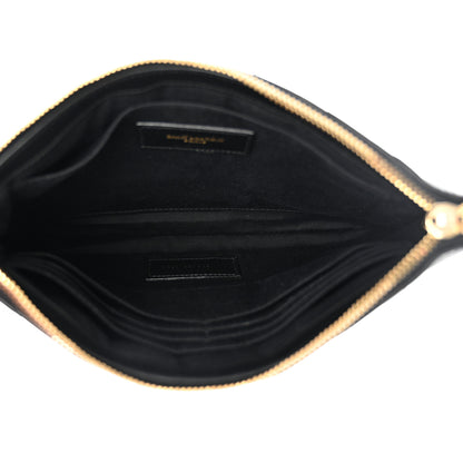 Saint Laurent Calfskin Matelasse Chevron Monogram A5 Wristlet Black 5 of 8