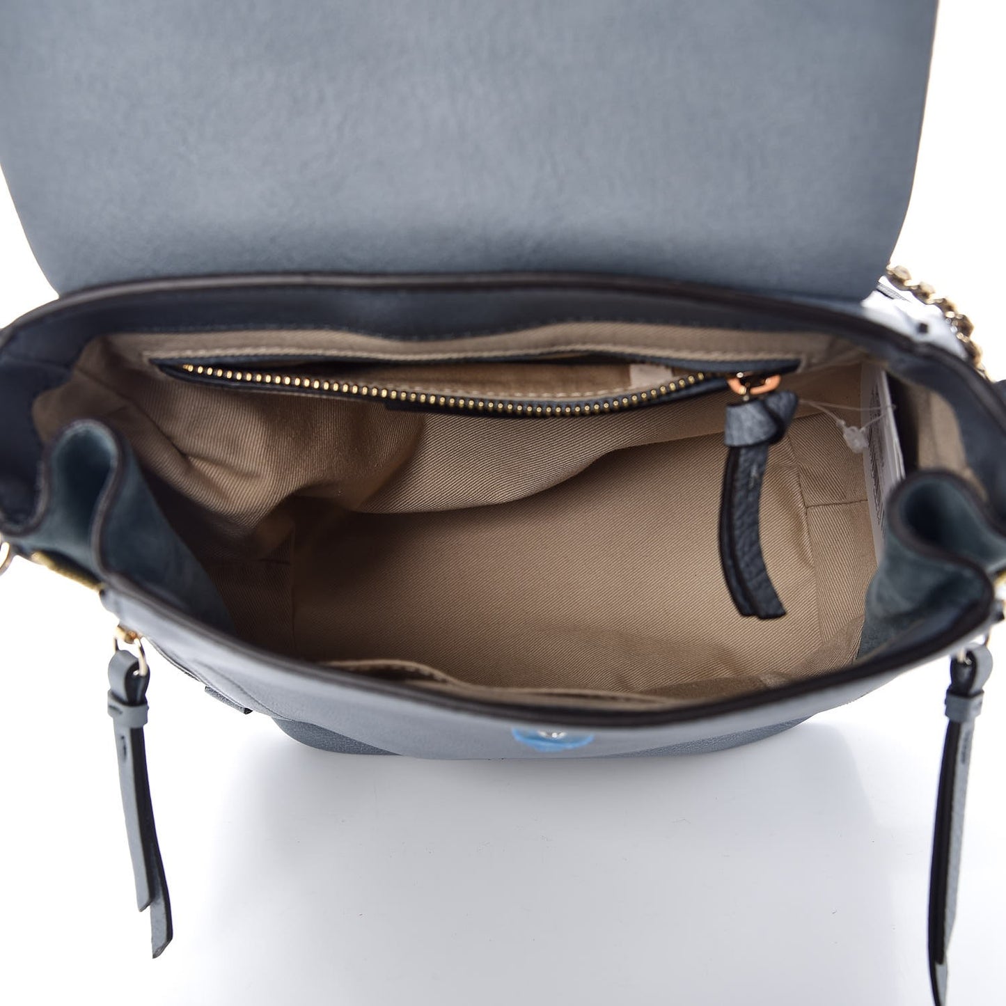 Suede Calfskin Small Faye Backpack Cloudy Blue