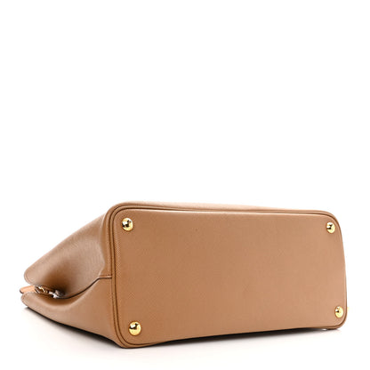 Prada Saffiano Cuir Small Double Bag Caramel Fuoco 4 of 9