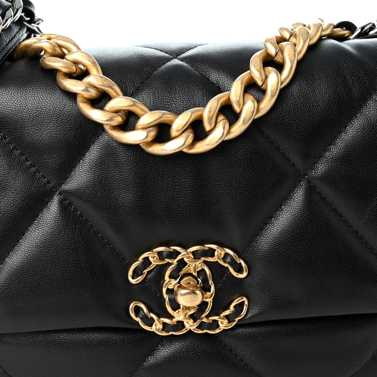 Lambskin Quilted Medium Chanel 19 Flap Black