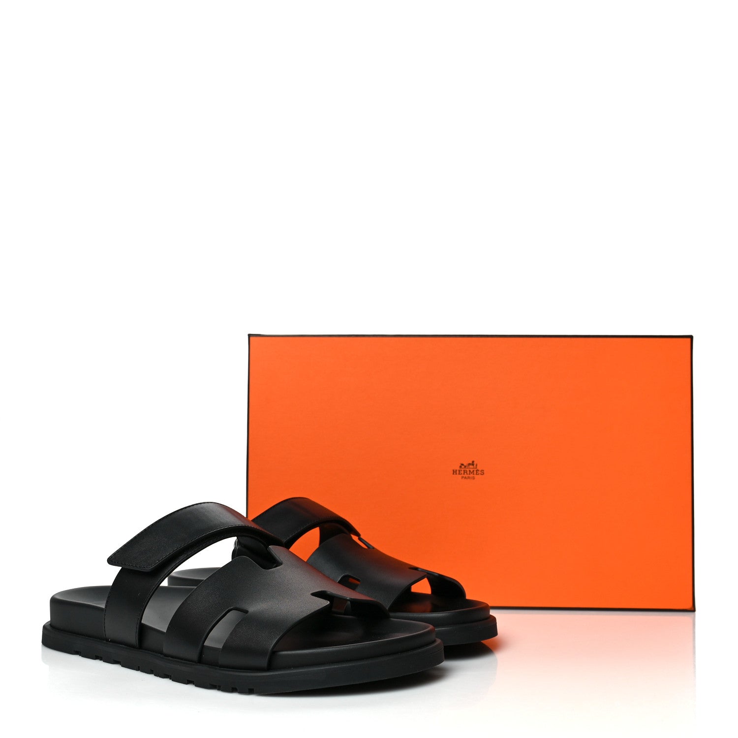 Hermes Calfskin Mens Chypre Sandals 42 Black 9 of 9