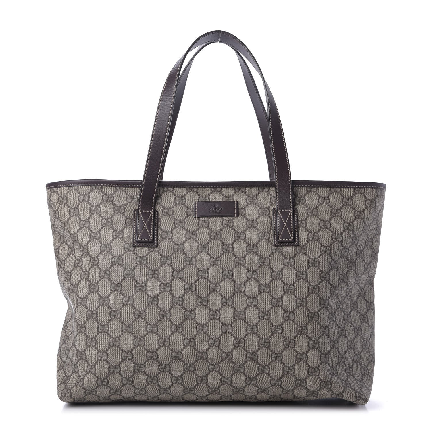 Gucci GG Supreme Monogram Medium Zippered Shopping Tote Dark Brown 1 of 9