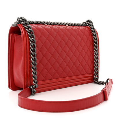 Chanel Goatskin Patent Quilted New Medium Boy Flap Red 3 of 15