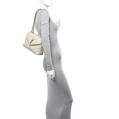 Saint Laurent Calfskin Y Quilted Monogram Small Loulou Chain Satchel Crema Soft 2 of 11
