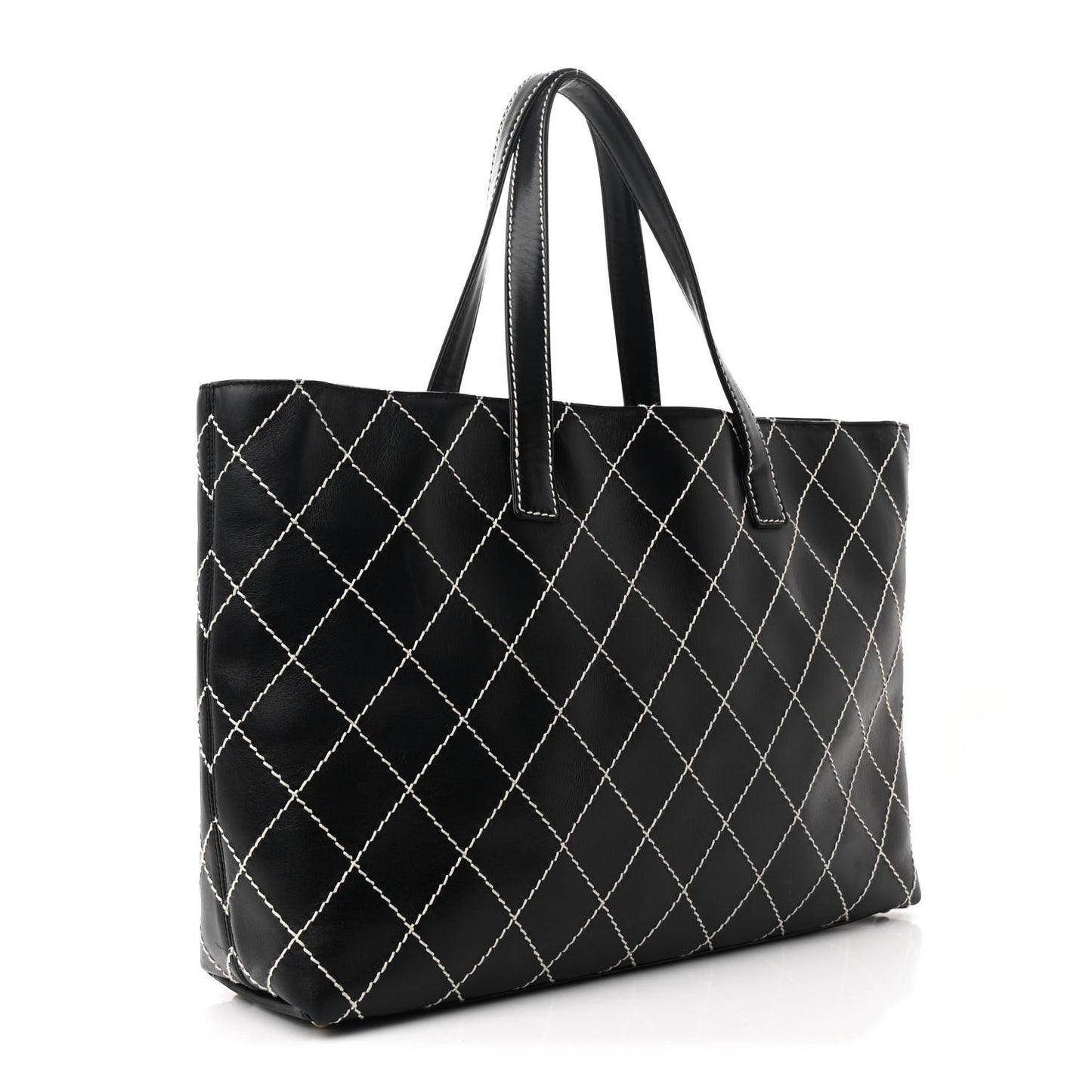 Calfskin Wild Stitch Large Tote Black
