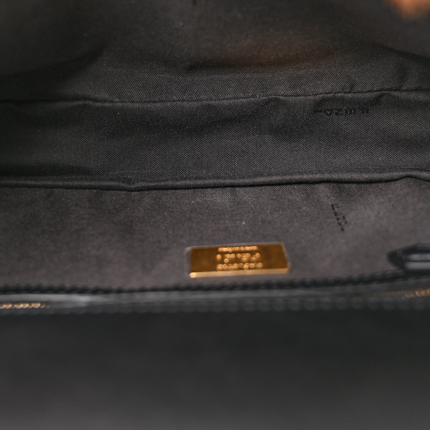 Fendi Shearling Vitello Dolce Macro FF 1974 Baguette Tobacco Black 5 of 10