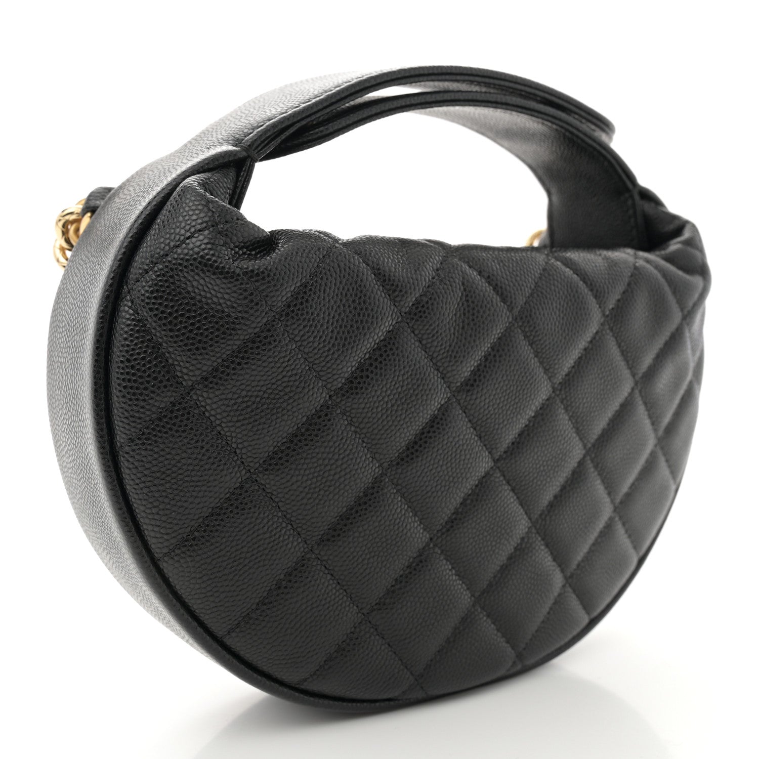 Chanel Shiny Caviar Quilted Bow Pouch Hobo Black 3 of 11