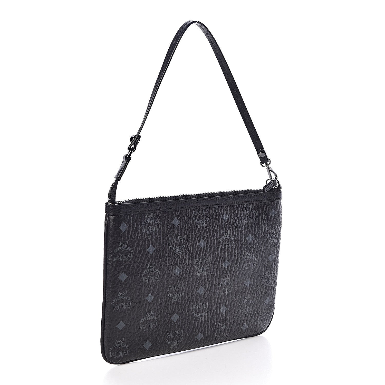 MCM Visetos Liz Shopper Tote Pouch Black 3 of 6