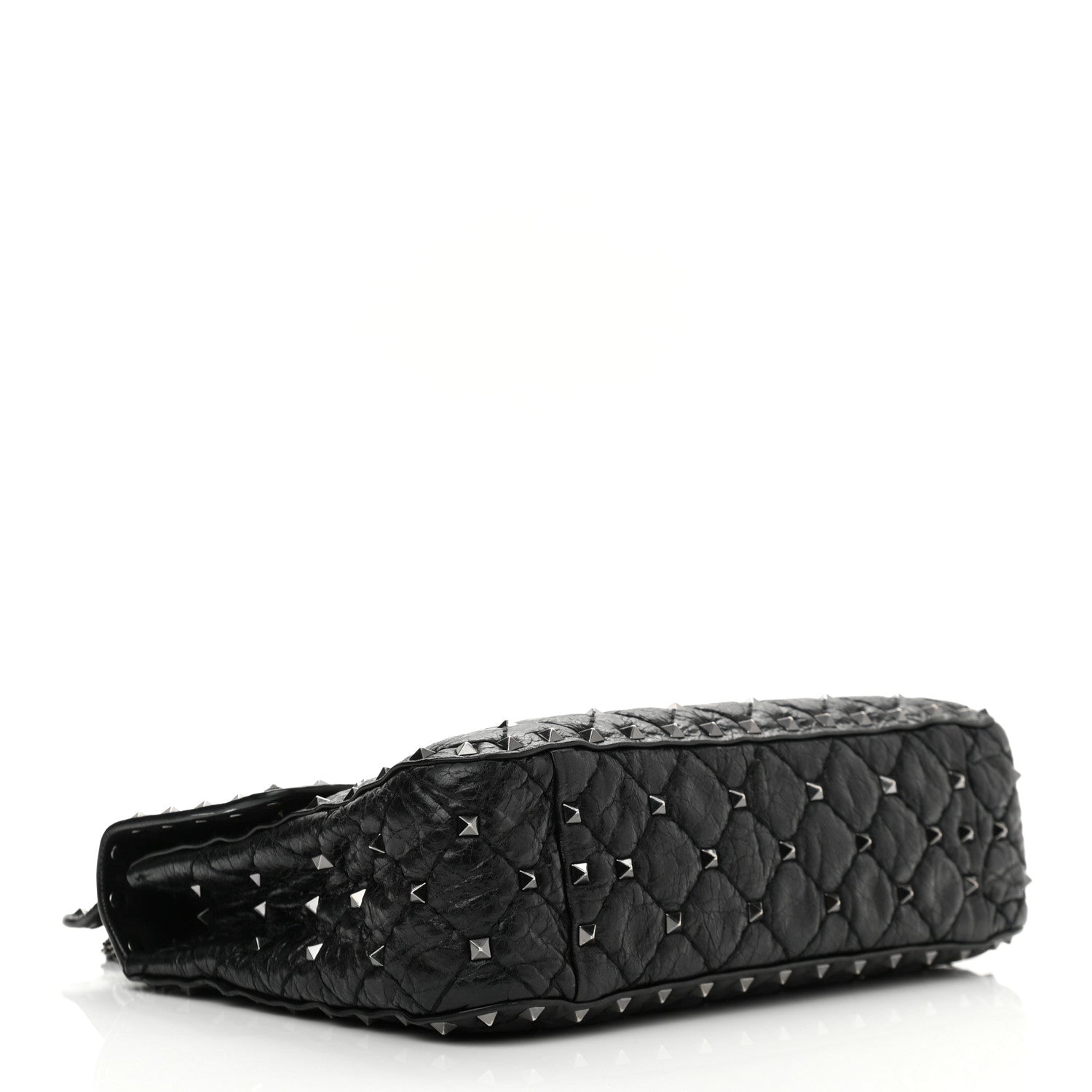 Valentino Garavani Craquele Nappa Medium Rockstud Spike Shoulder Bag Black 3 of 12