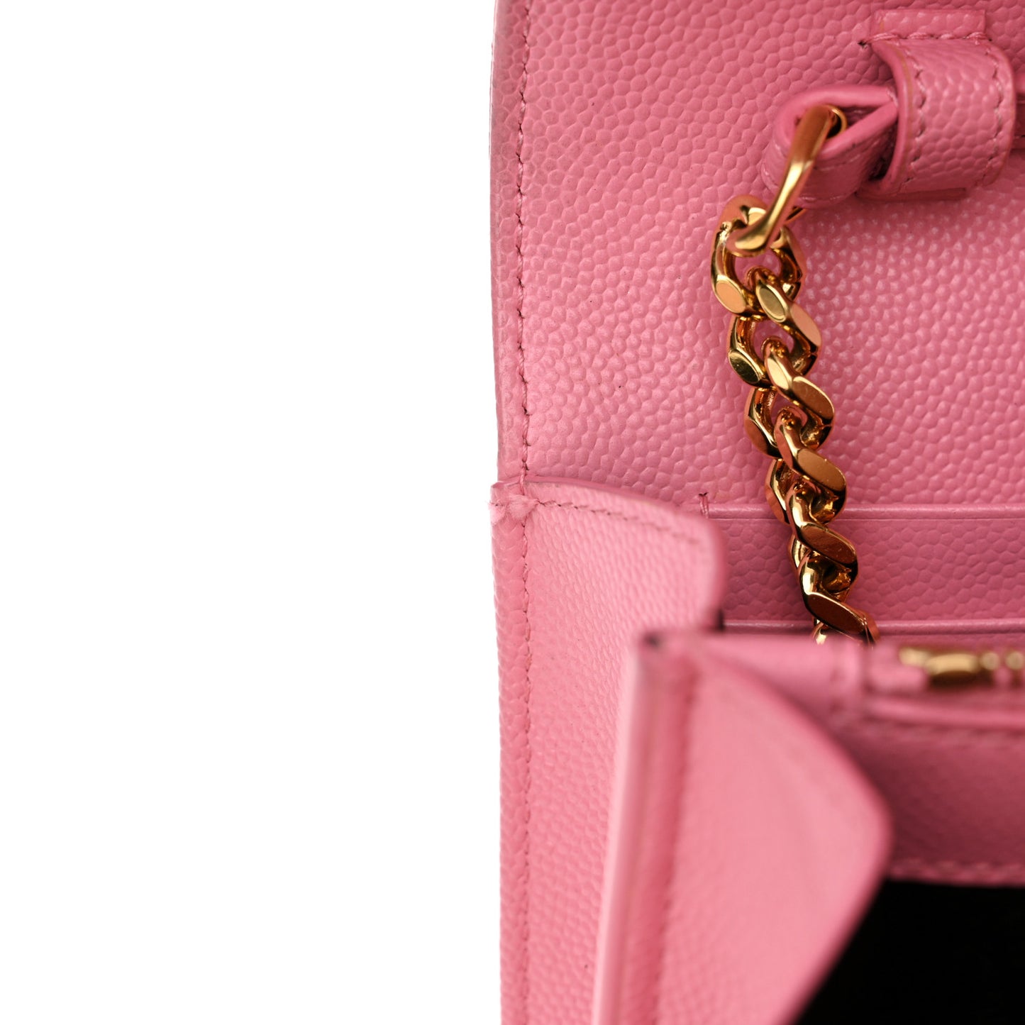 Grain De Poudre Matelasse Chevron Monogram Chain Wallet Indian Pink