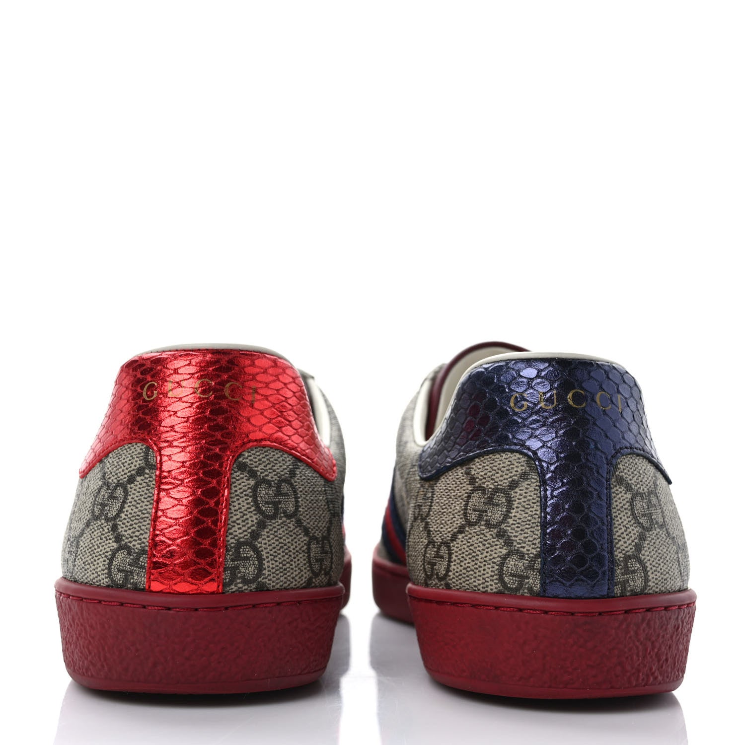 Gucci GG Supreme Monogram Ayers Mens New Ace Low-Top Sneaker 9.5 Blue Red 5 of 9