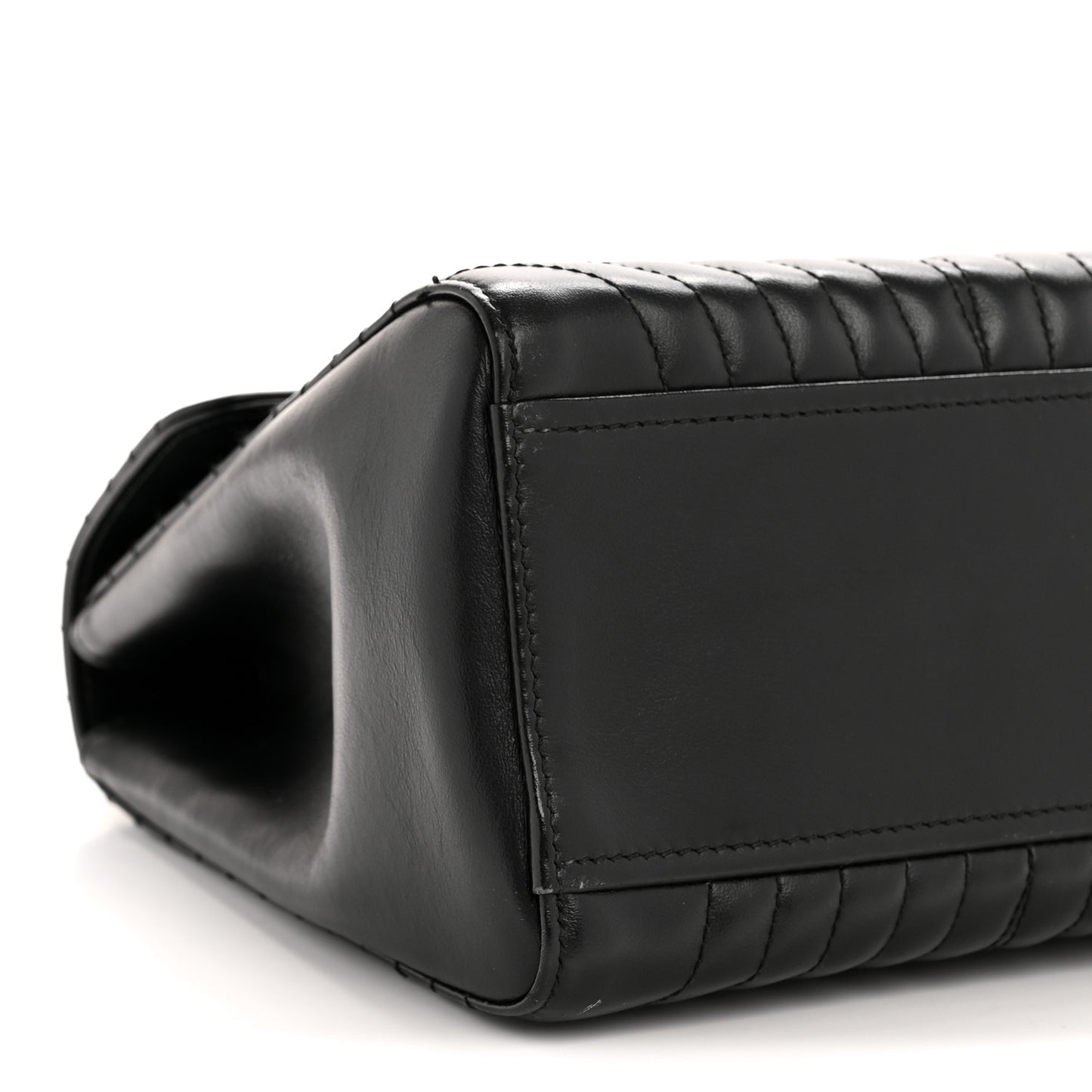 Soft Calfskin Impunture Diagramme Flap Top Handle Bag Black