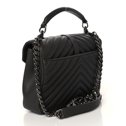 Saint Laurent Sheepskin Matelasse Chevron Monogram Medium College Bag Asphalt 3 of 9