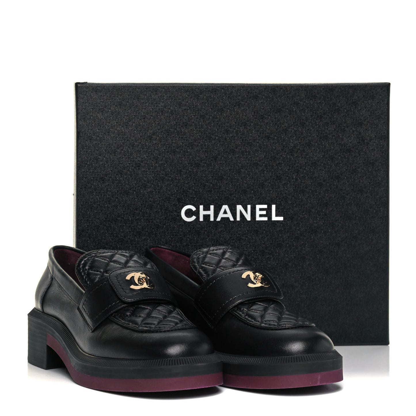 Lambskin Quilted CC Turnlock Loafers 39 Black