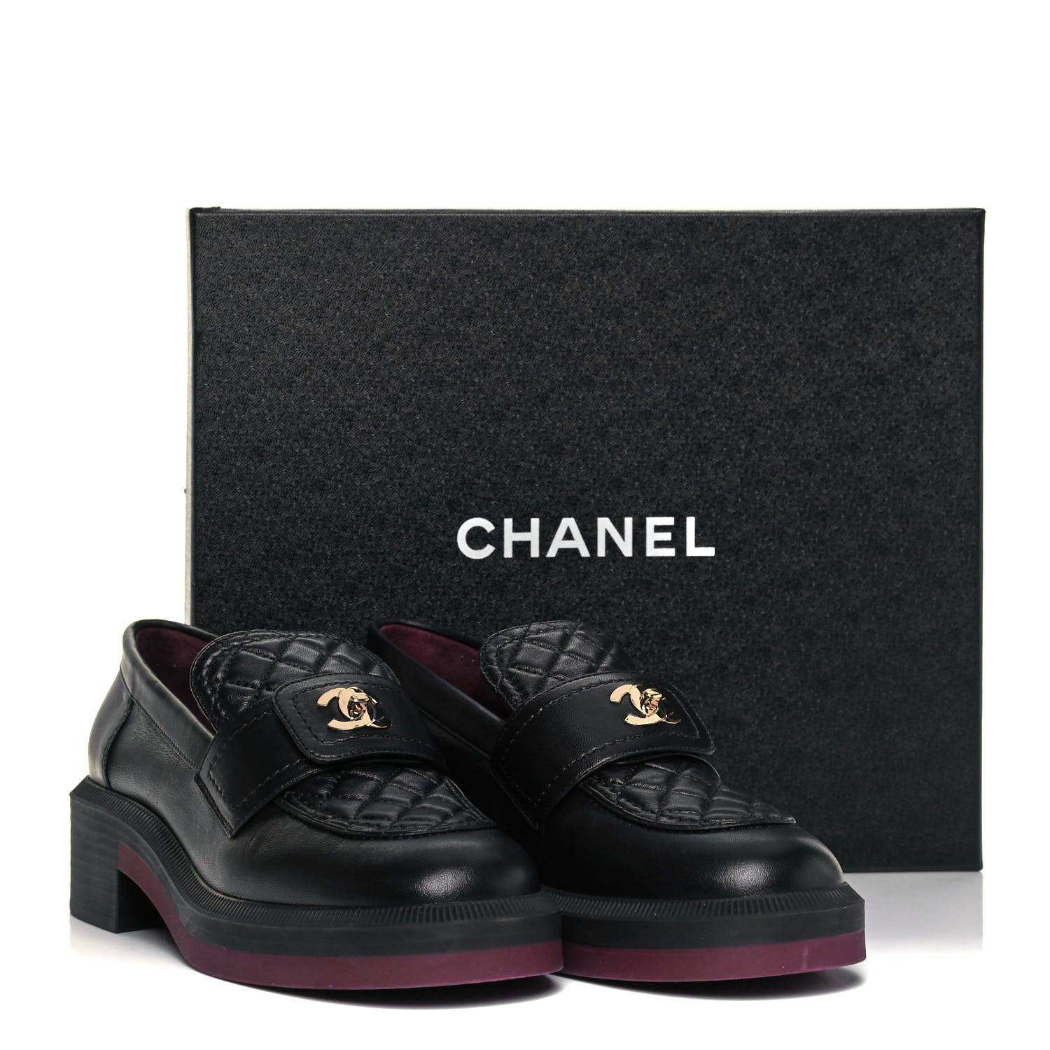 Chanel Lambskin Quilted CC Turnlock Loafers 39 Black 9 of 9
