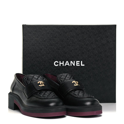 Chanel Lambskin Quilted CC Turnlock Loafers 39 Black 9 of 9