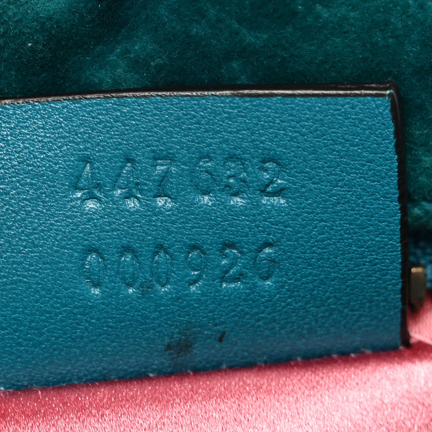 Gucci Velvet Matelasse Small GG Marmont Chain Shoulder Bag Pavone Cyan 7 of 14