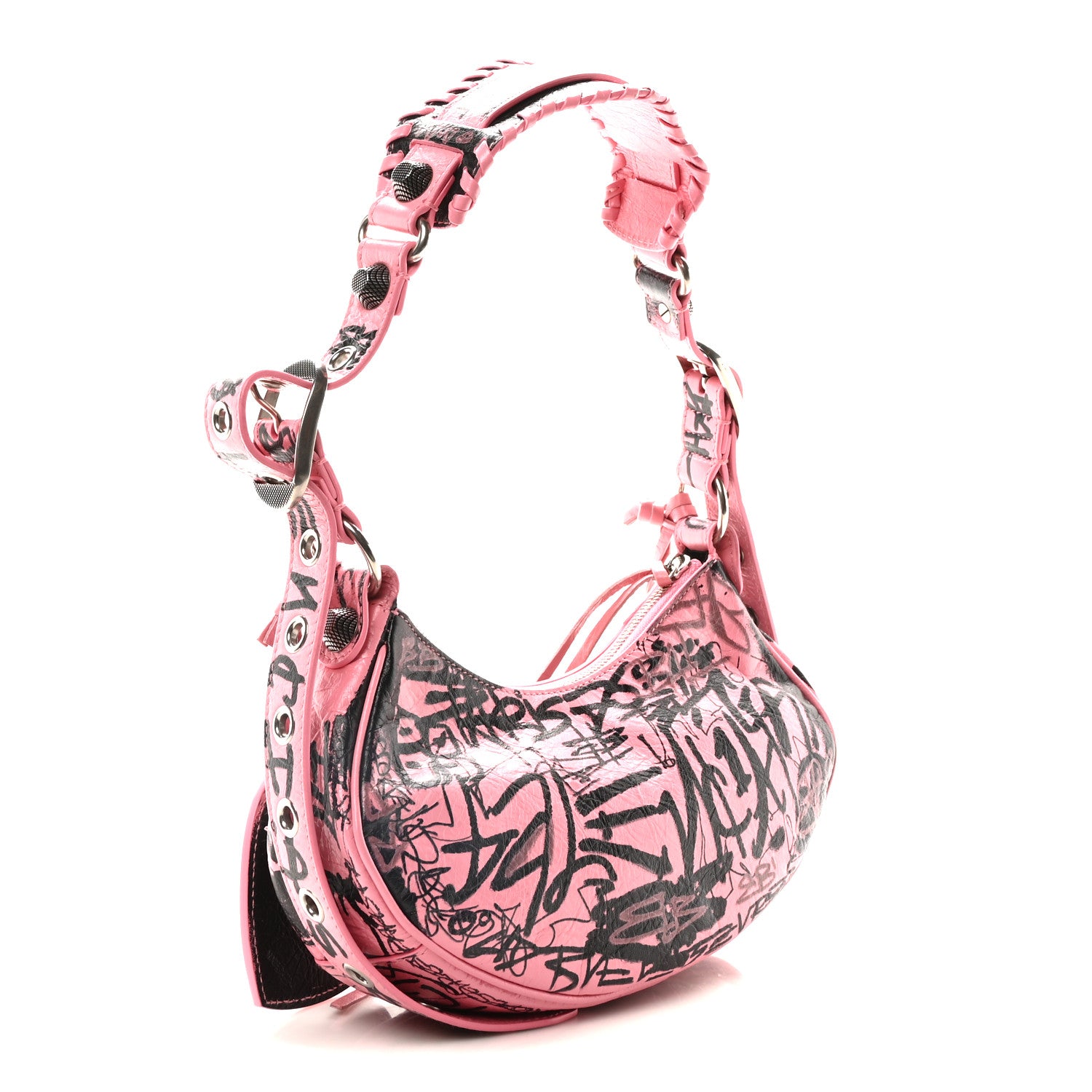 Balenciaga Agneau Arena Graffiti Le Cagole Shoulder Bag XS Sweet Pink 3 of 11
