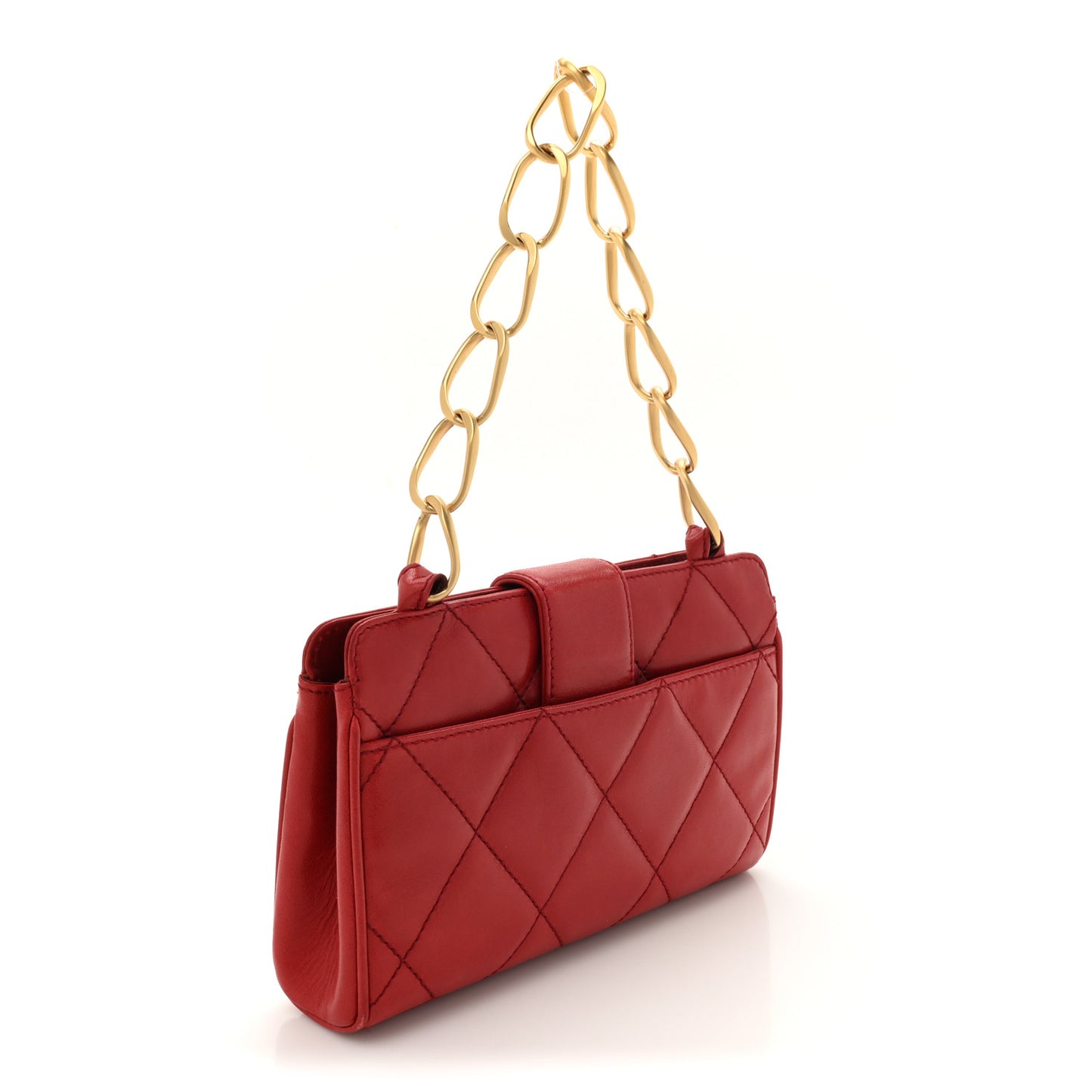 Lambskin Quilted Clutch Red