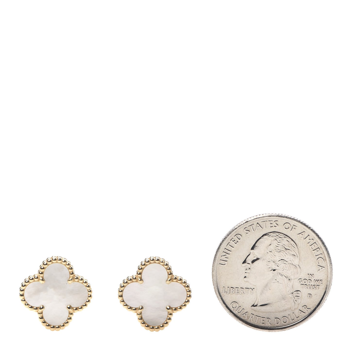 18K Yellow Gold Mother of Pearl Vintage Alhambra Earrings