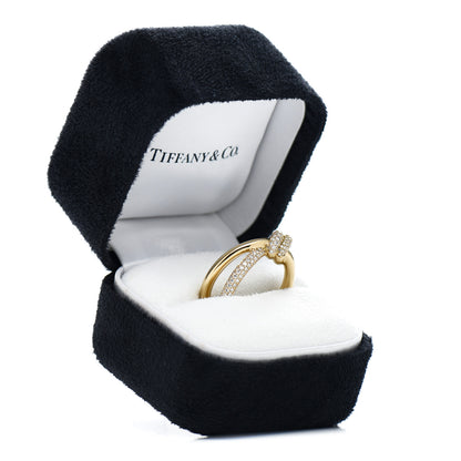 Tiffany 18K Yellow Gold Diamond Knot Double Row Ring 54 7 6 of 6