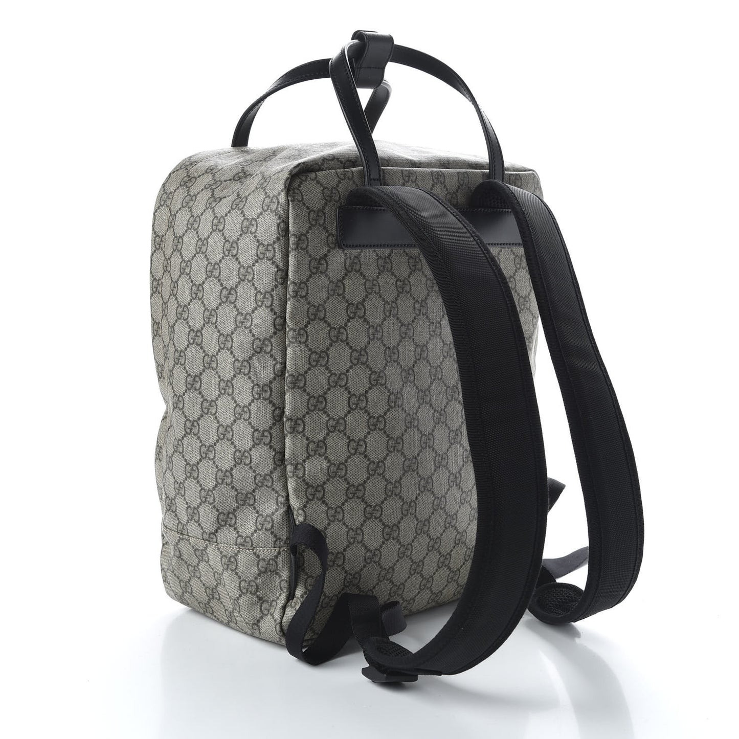Soft GG Supreme Monogram Appia Calfskin Web Tote Backpack Beige Ebony Black