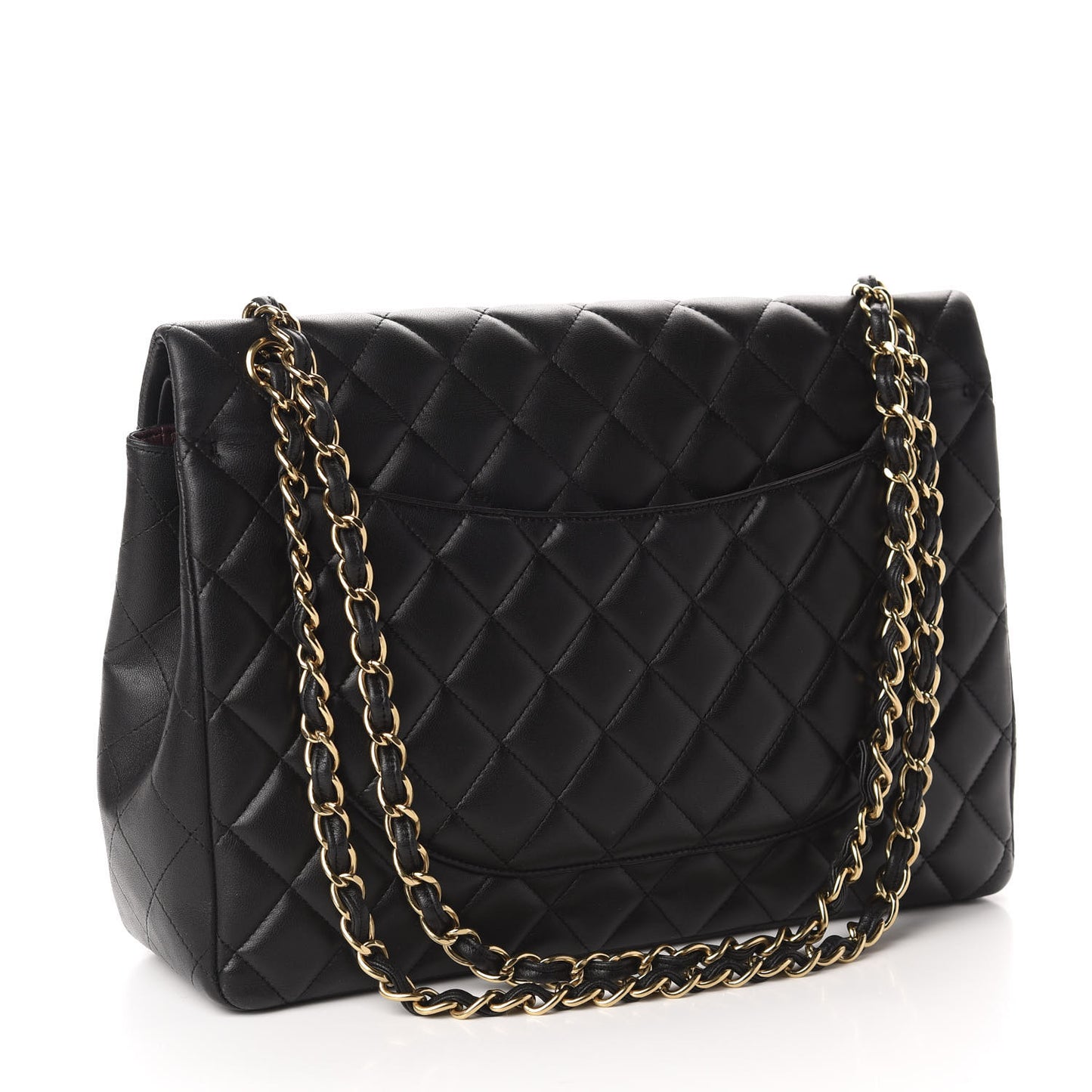 Lambskin Quilted Maxi Double Flap Black