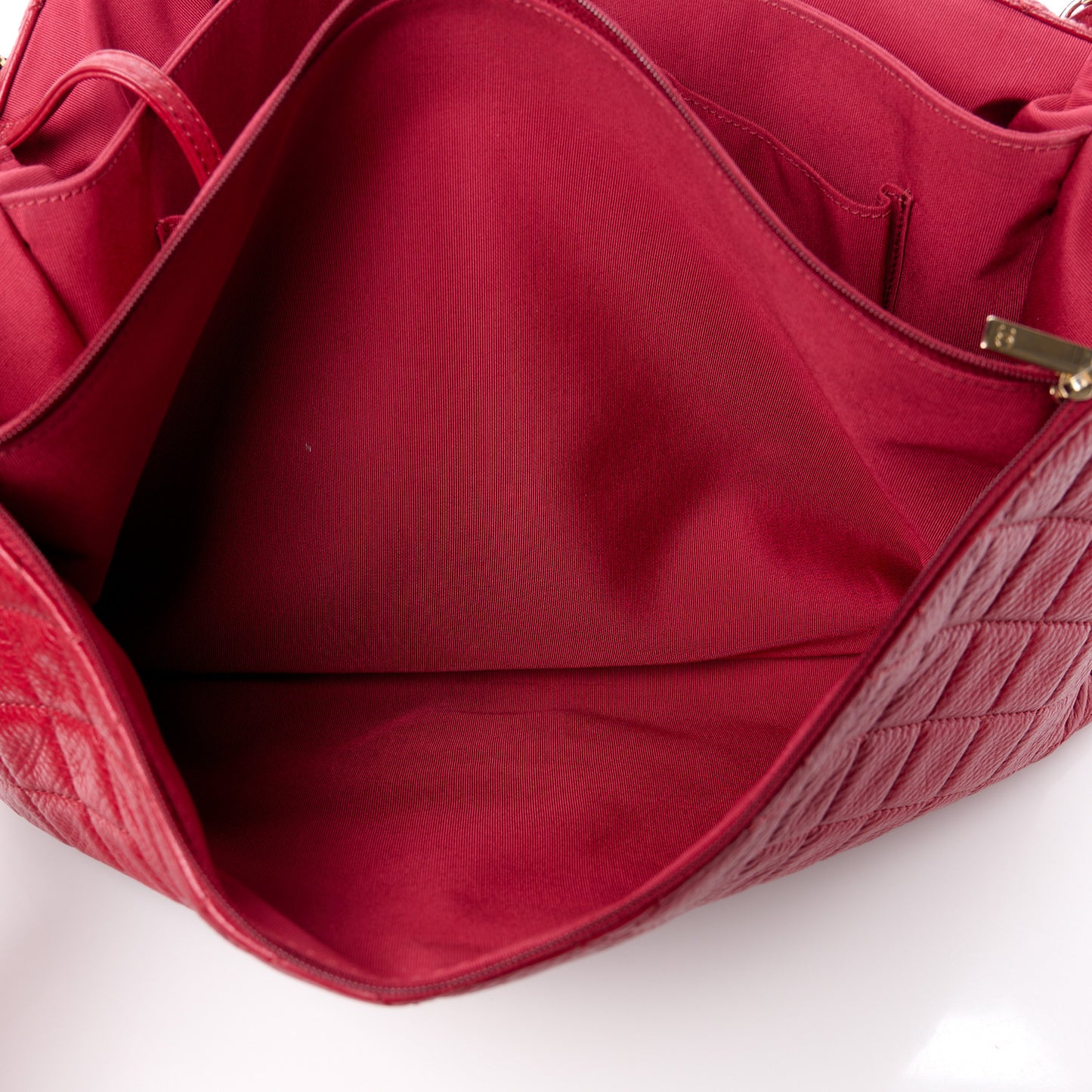 Calfskin Quilted XXL Travel Flap Bag Red