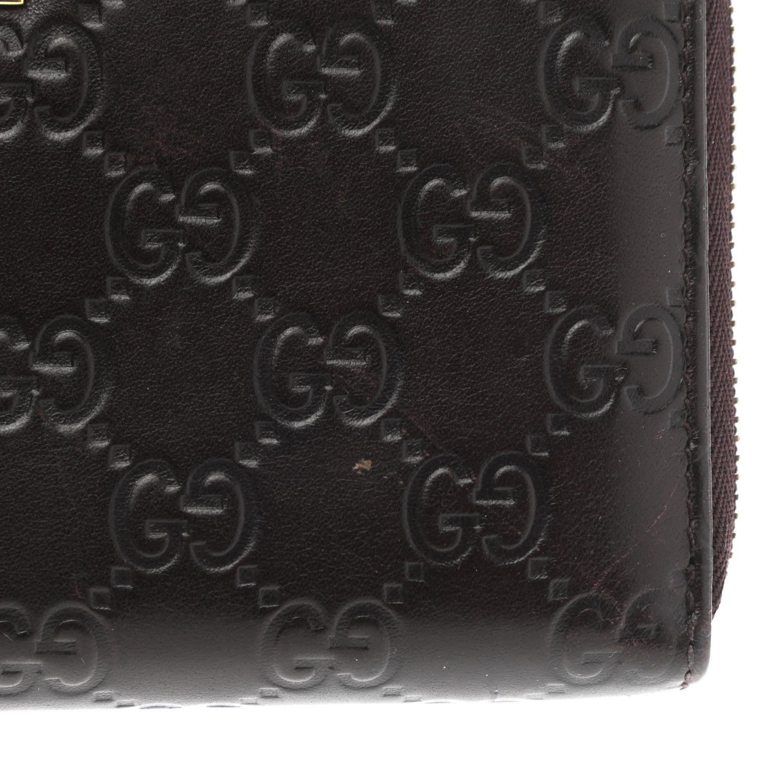 Gucci Guccissima Margaux Calfskin Metal Bar Zip Around Wallet Chocolate 8 of 10