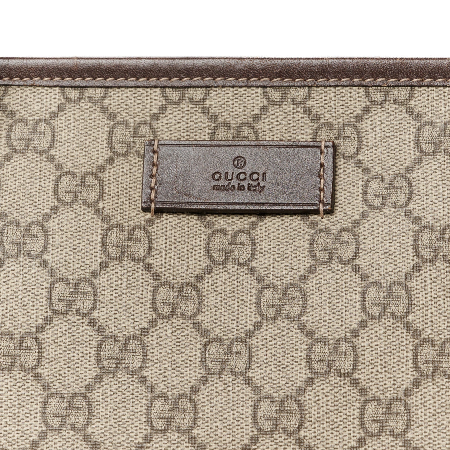 GG Supreme Monogram Medium Zippered Shopping Tote Dark Brown