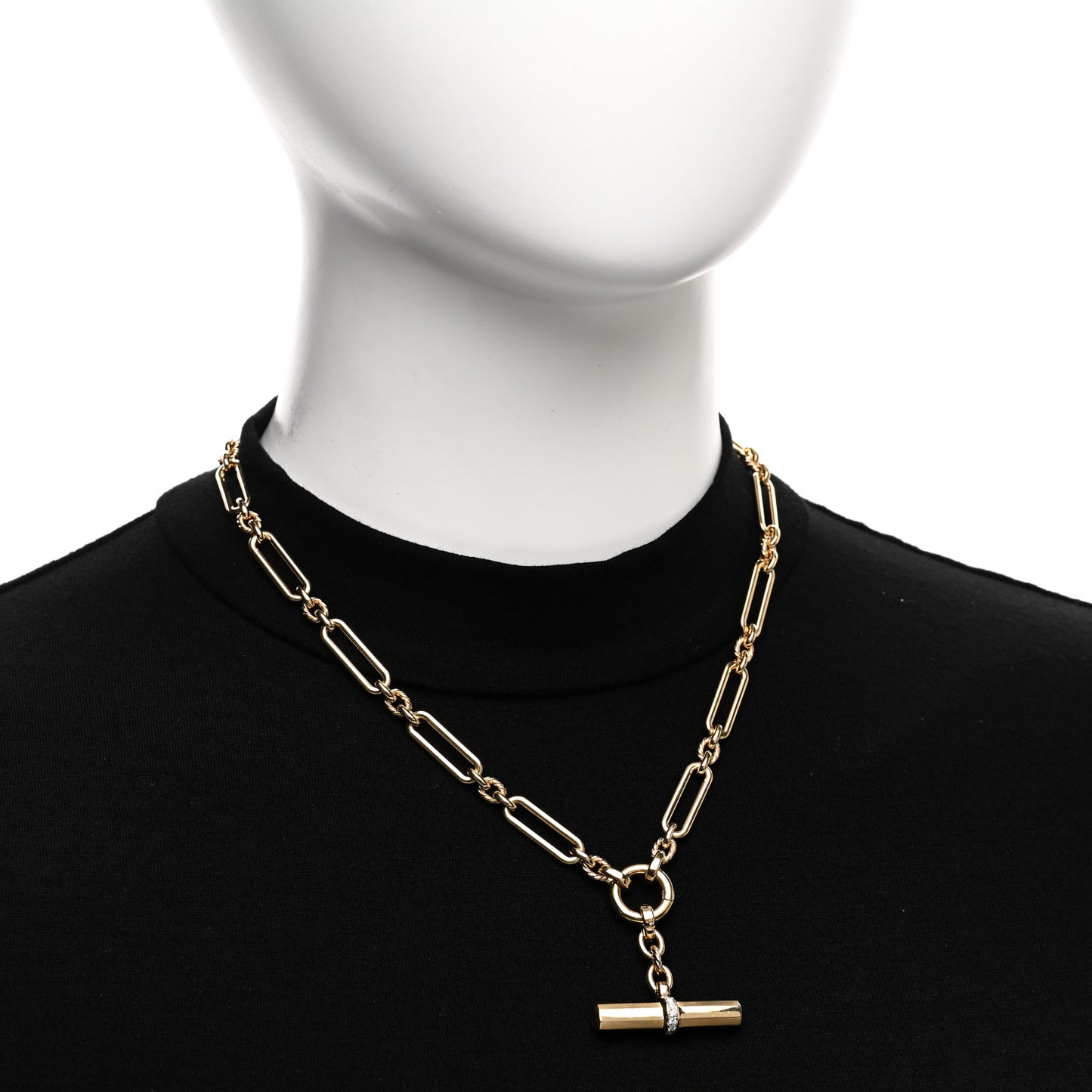 18K Yellow Gold Diamond 6.5mm Lexington Chain Toggle Necklace
