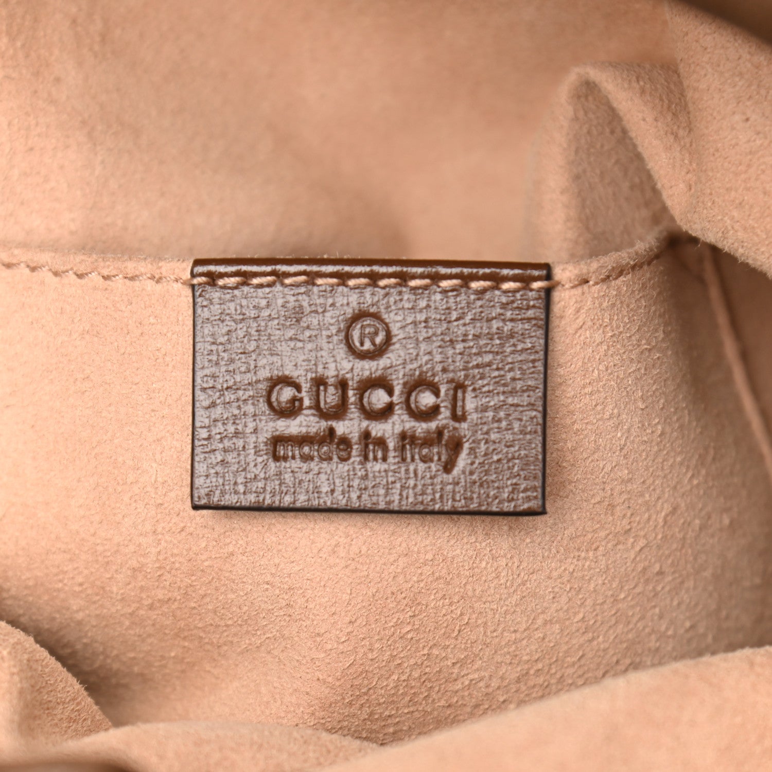 Gucci Monogram Textured Calfskin Horsebit 1955 Drawstring Bucket Bag Beige Brown Sugar 6 of 10