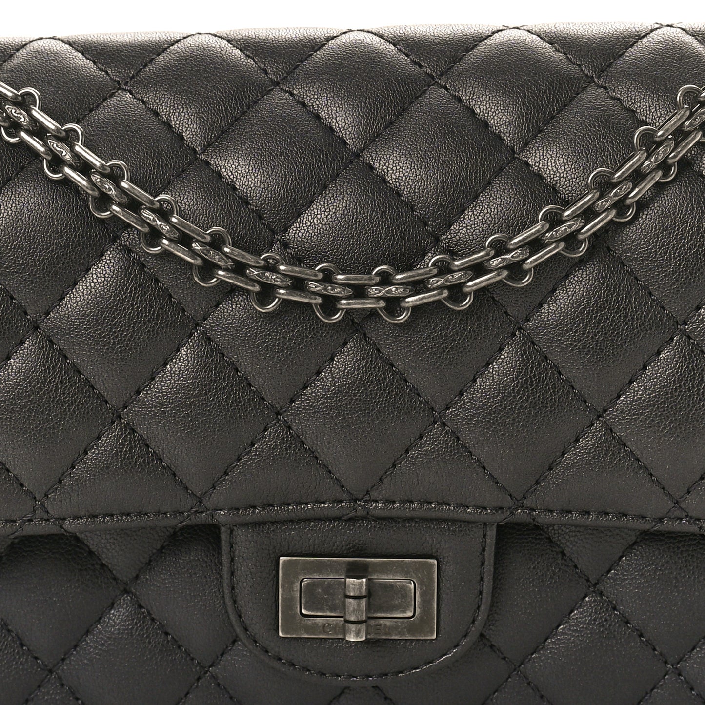 Metallic Sheepskin Quilted 2.55 Reissue 225 Flap Black