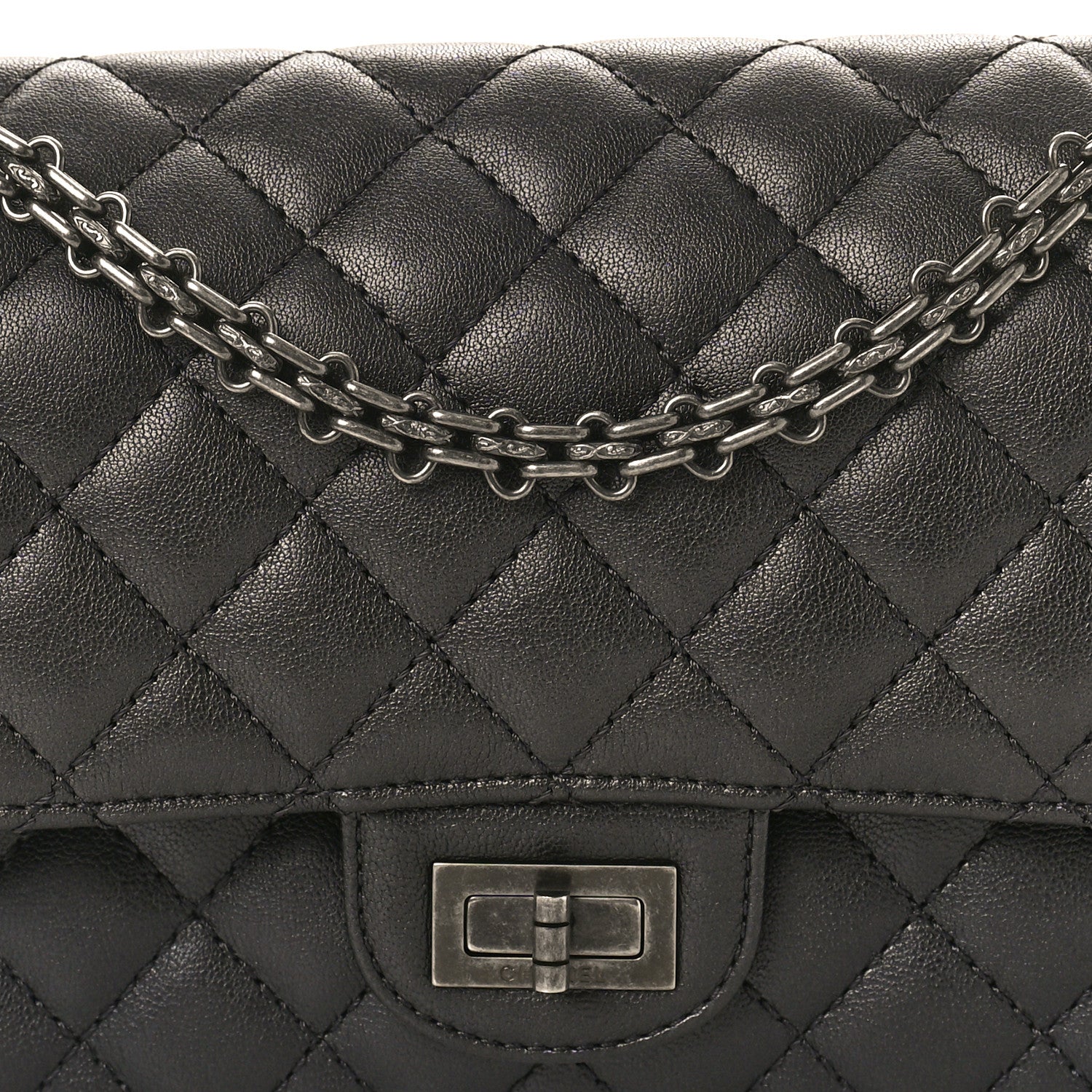 Chanel Metallic Sheepskin Quilted 2.55 Reissue 225 Flap Black 8 of 11