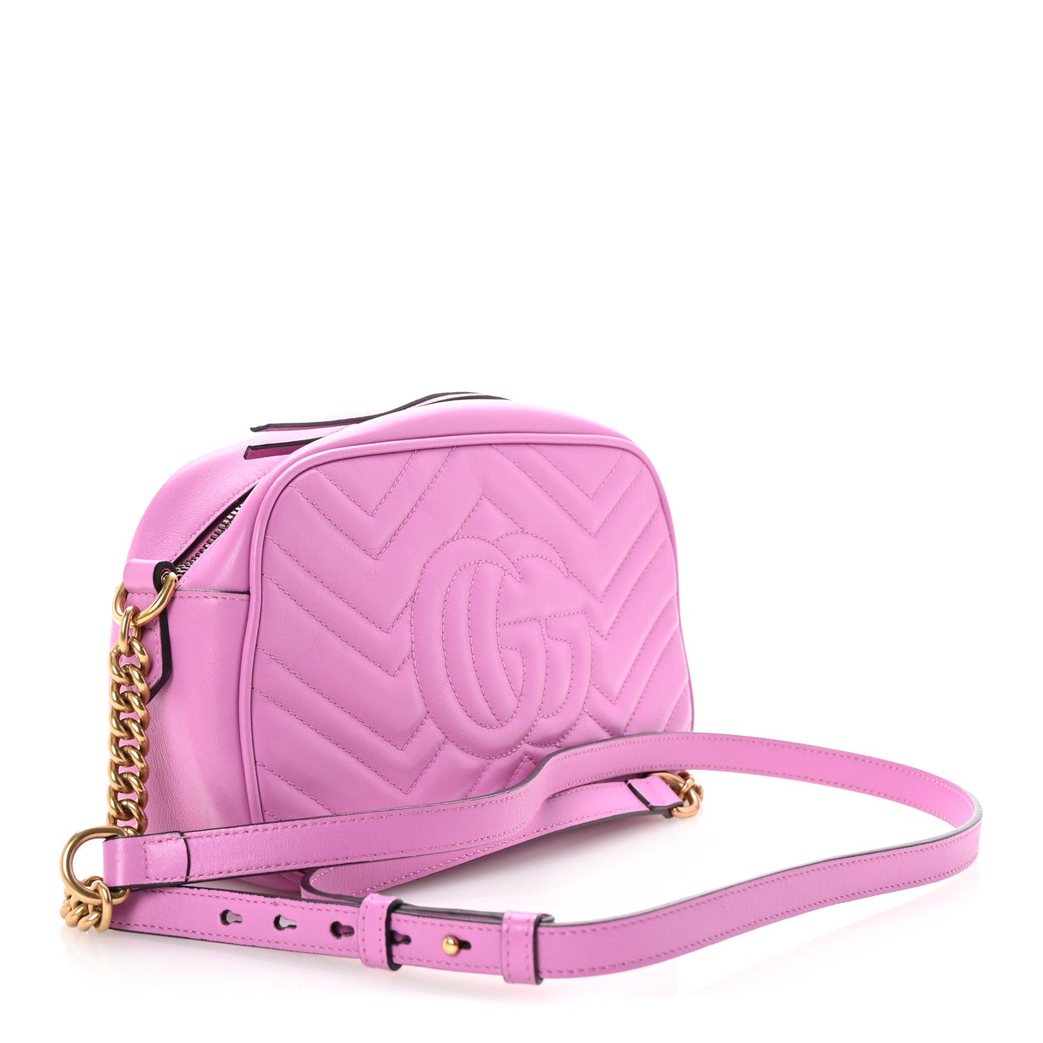 Gucci Calfskin Matelasse Small GG Marmont Chain Shoulder Bag Candy Mousse 3 of 10