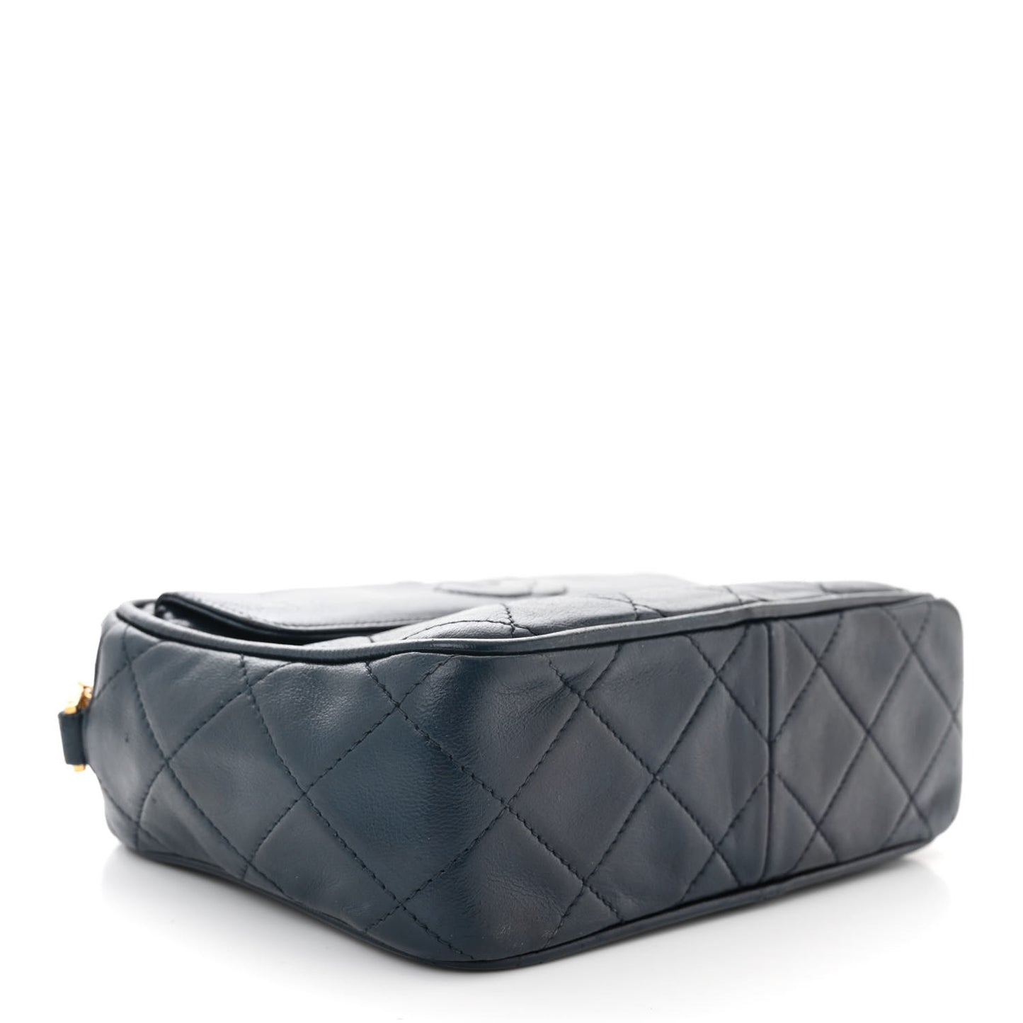 Lambskin Quilted Tassel Flap Camera Case Navy
