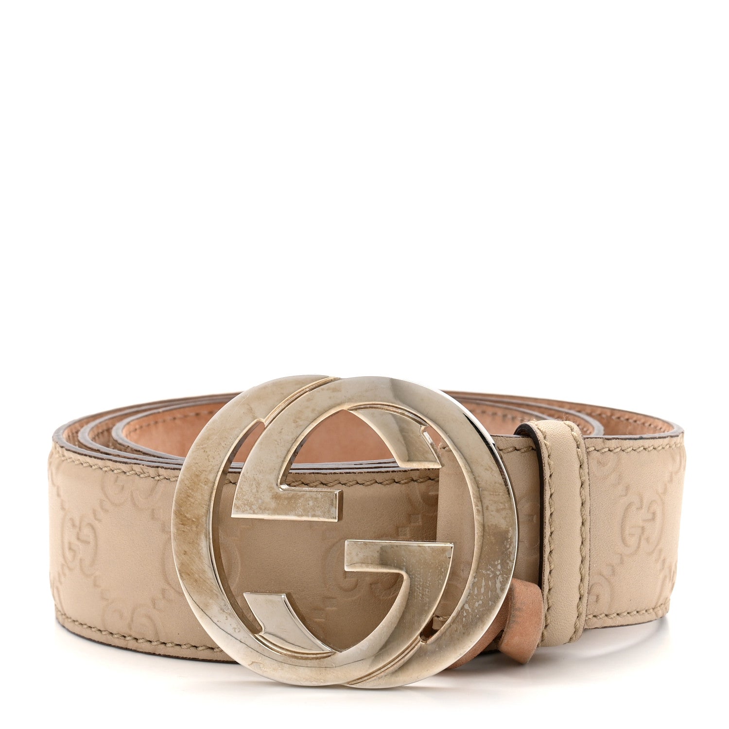 Gucci Guccissima Interlocking G Belt 95 38 Off White 1 of 8