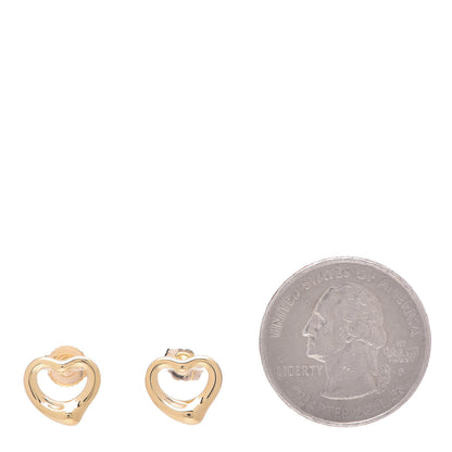 Tiffany 18K Yellow Gold 11mm Elsa Peretti Open Heart Earrings 2 of 6