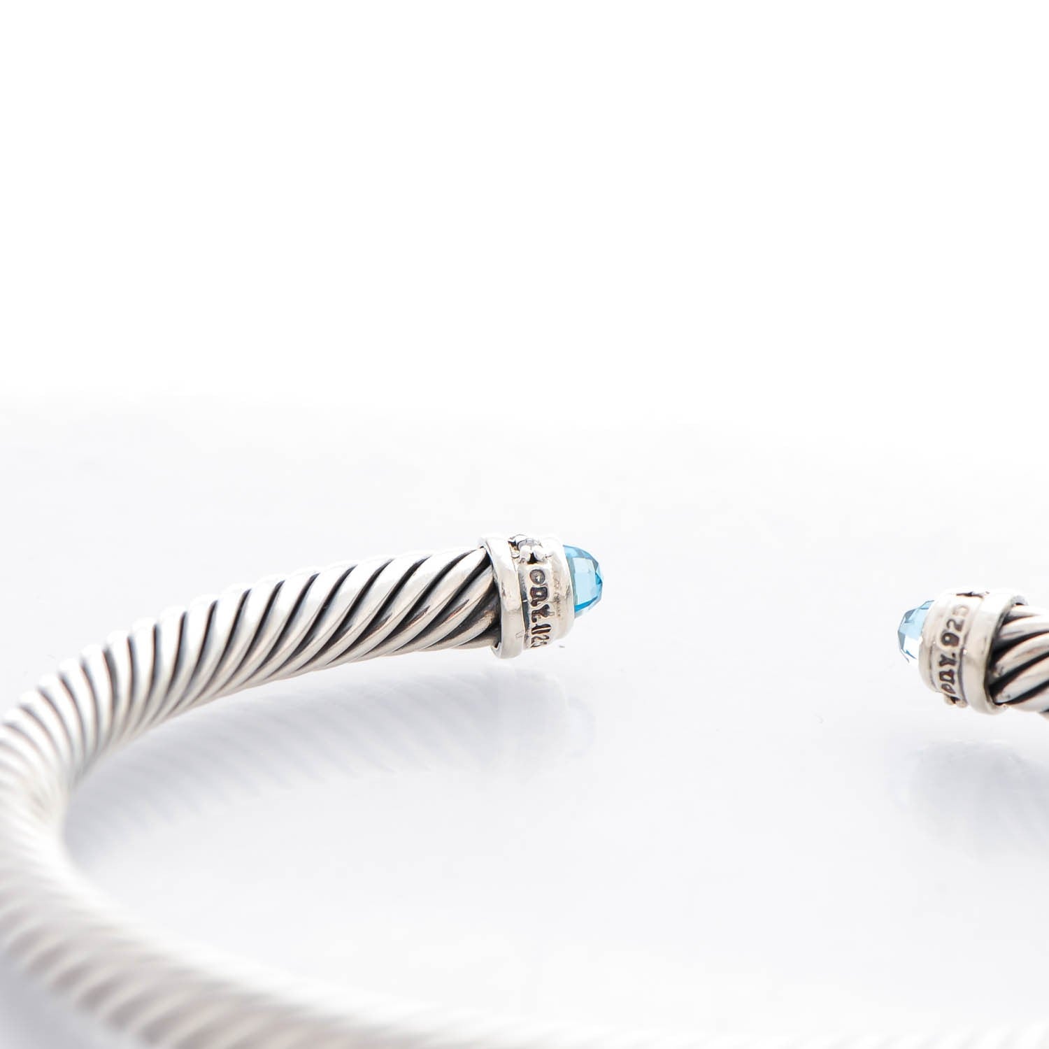 David Yurman Sterling Silver Diamond Blue Topaz 5mm Cable Classics Bracelet 5 of 5