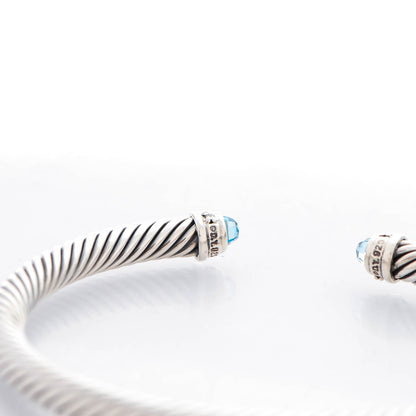 David Yurman Sterling Silver Diamond Blue Topaz 5mm Cable Classics Bracelet 5 of 5