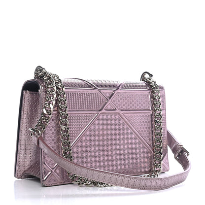 Christian Dior Metallic Patent Micro-Cannage Medium Diorama Flap Bag Pink 2 of 4